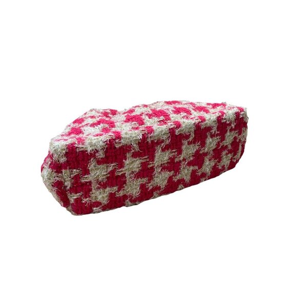 NWT Anthropologie Frankie Mini Tweed Pink Houndstooth Clutch Pouch Pink W Strap - Picture 3 of 8